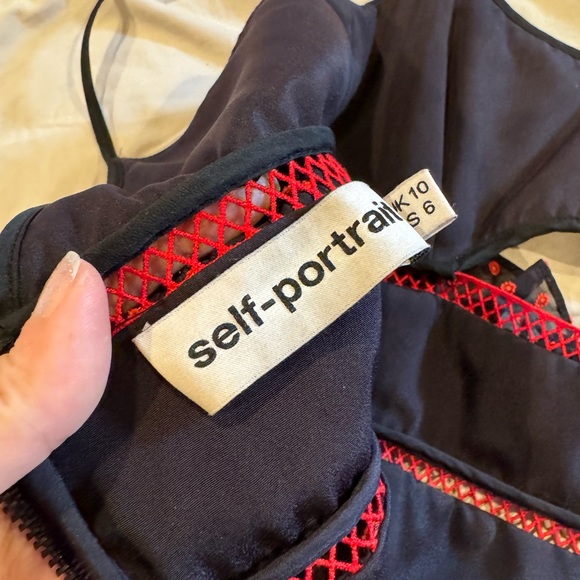 Self portrait polka dot cut out mini dress pockets  medium - Picture 11 of 17